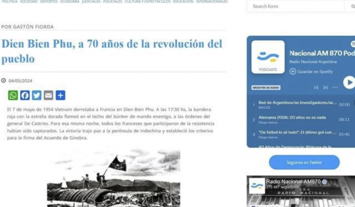 Argentinian media praises Dien Bien Phu victory